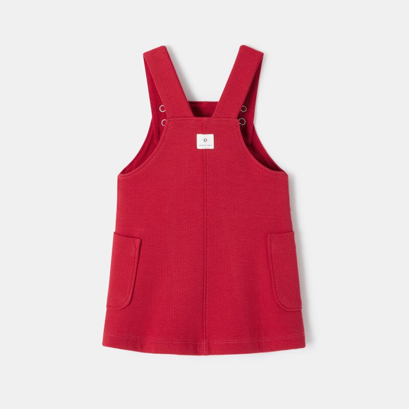 Robe unie en molleton à effet piqué rouge bébé fille Absorba Rouge