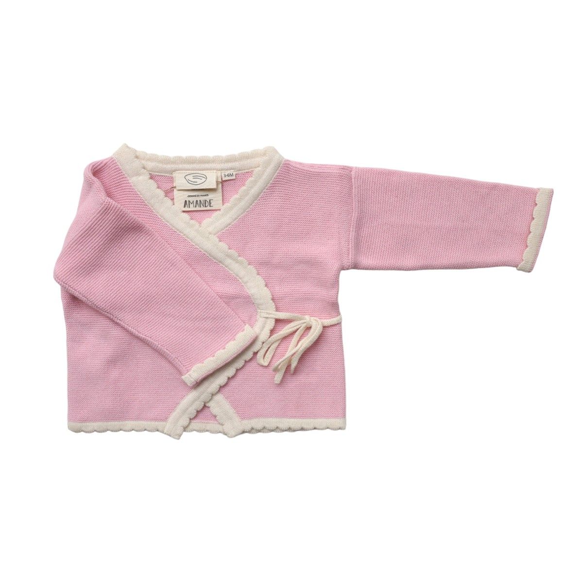Gilet cache-cœur coton rose 3-6 mois Amande