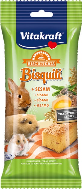 Vitakraft knaagdier- en konijnensnack Bisquiti sesam 4 stuks