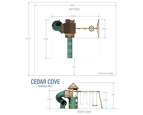 Backyard DISCOVERY Cedar Cove speeltoren, 470 x 560 cm, bruin hout, bestaande uit een schommelset