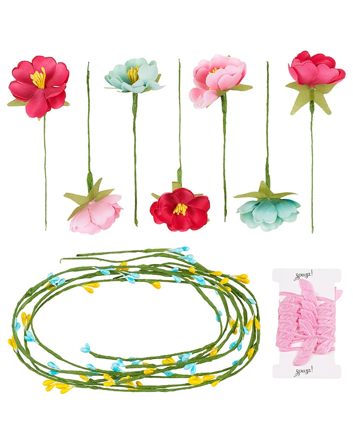Bastelset BLÜTEN HAARBAND in pink/mint