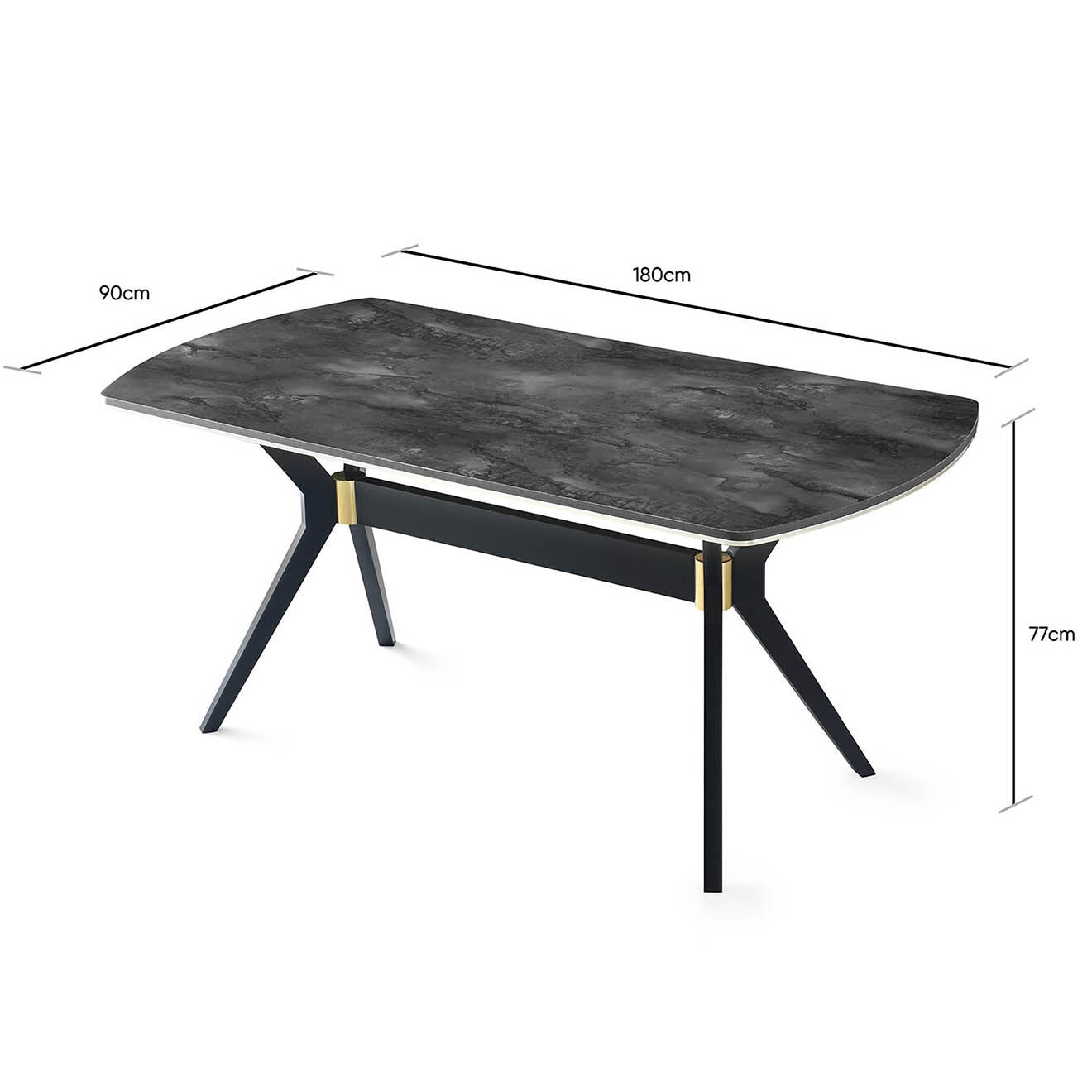 Wooden Art Table à manger ikon 1001 gris/noir - 180x77x90 cm