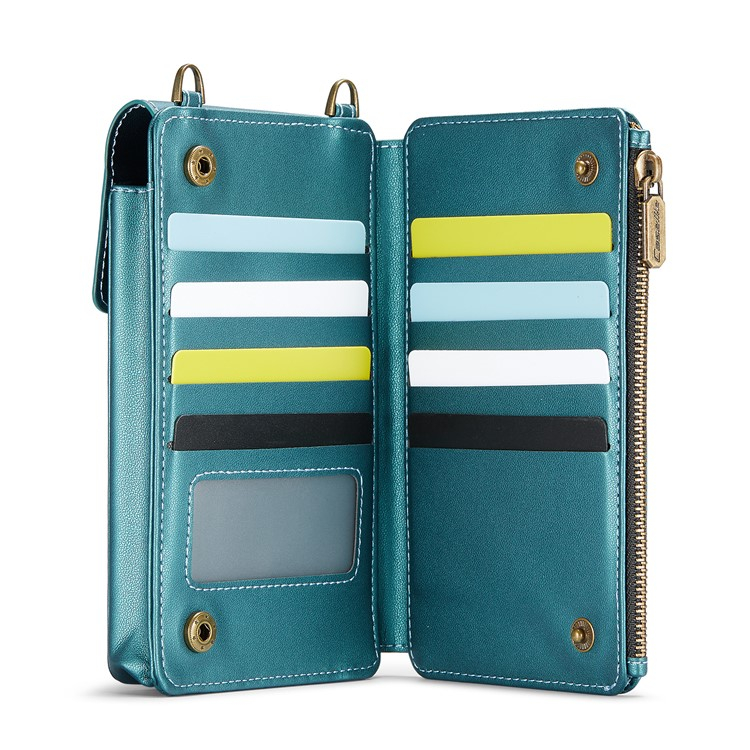 (17x10x3cm) Universal Handy Leder Umhängetasche Portemonnaie Fashion Crossbody Bag (RFID Schutz) - Petrol