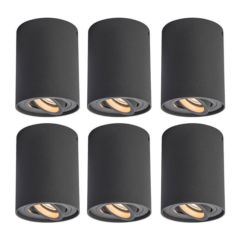 Set van 6 spots donkergrijs draai- en kantelbaar - Rondoo up