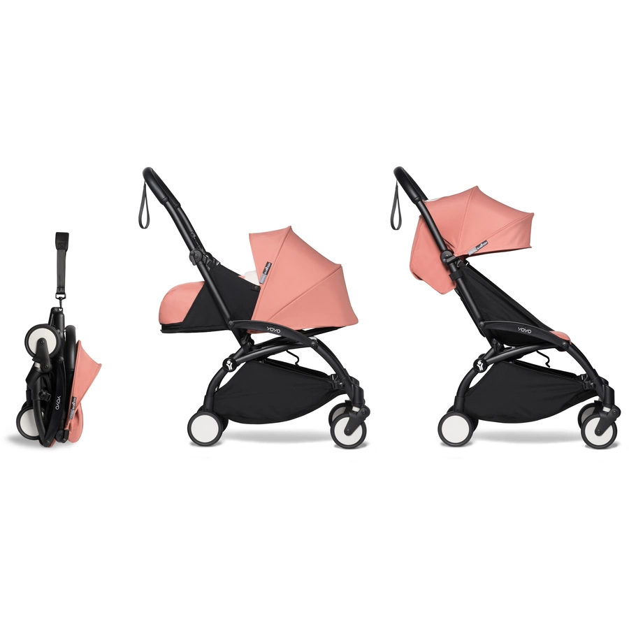 BABYZEN Kinderwagen YOYO2 0+ Black mit Neugeborenenaufsatz Ginger