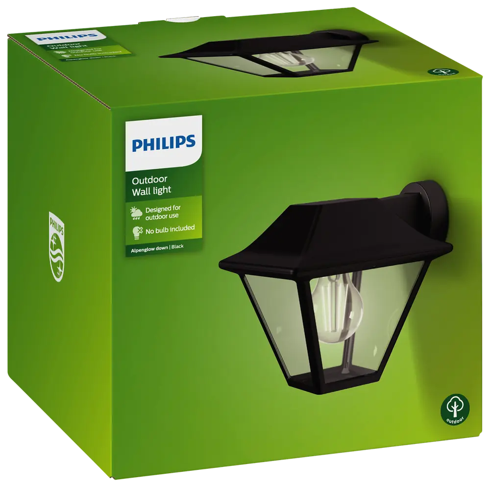 PHILIPS Væglampe Alpenglow E27 360° - sort