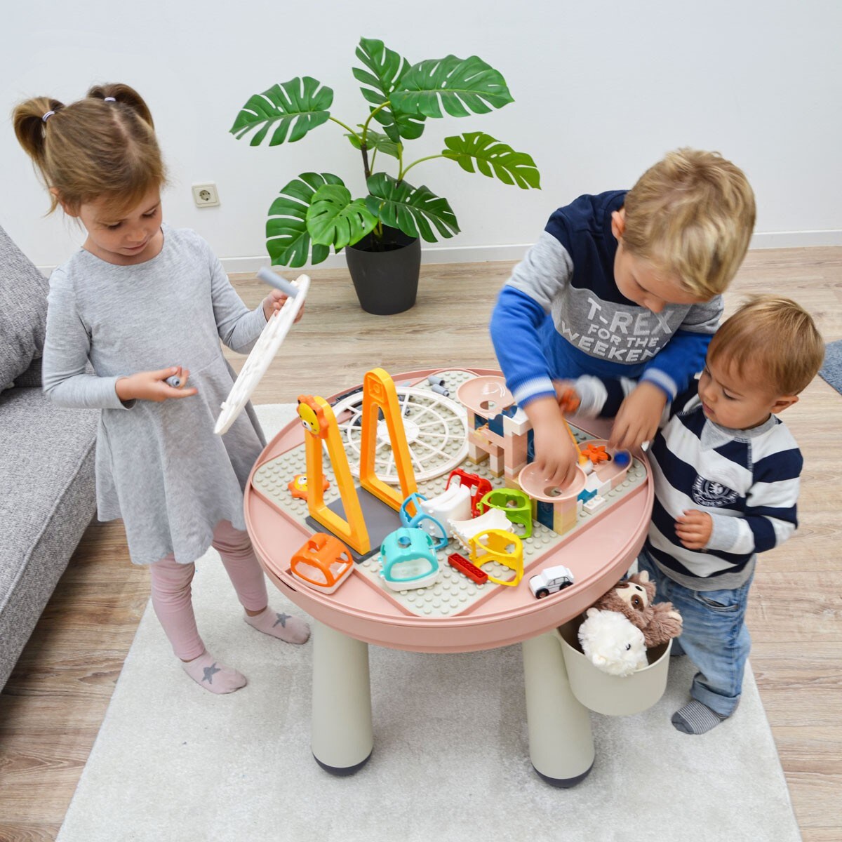 3-in-1 Kinder Spieltisch mit Platte für Bausteine - Kindertisch mit Stuhl