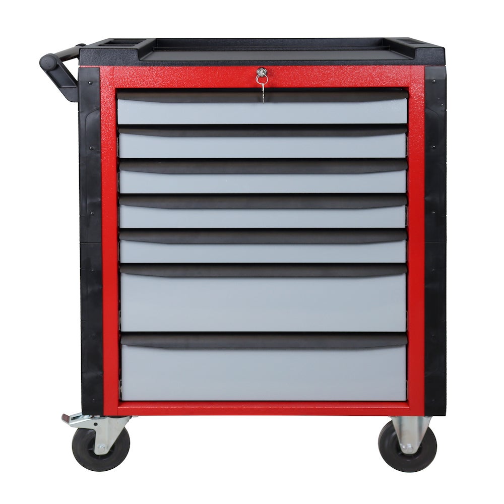 PROREGAL Werkplaatstrolley Cheetah Plus 7 Laden HxBxD 98,5 x 75 x 47,5 cm Vuurrood Zilvergrijs