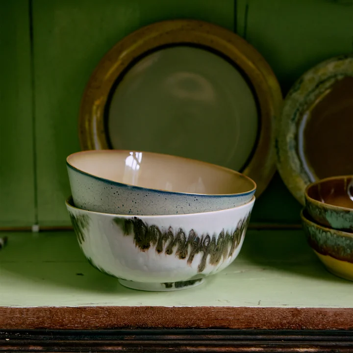 HKliving - 70's Schalen Curry, 21,7 x 21 cm, mist (2er-Set)
