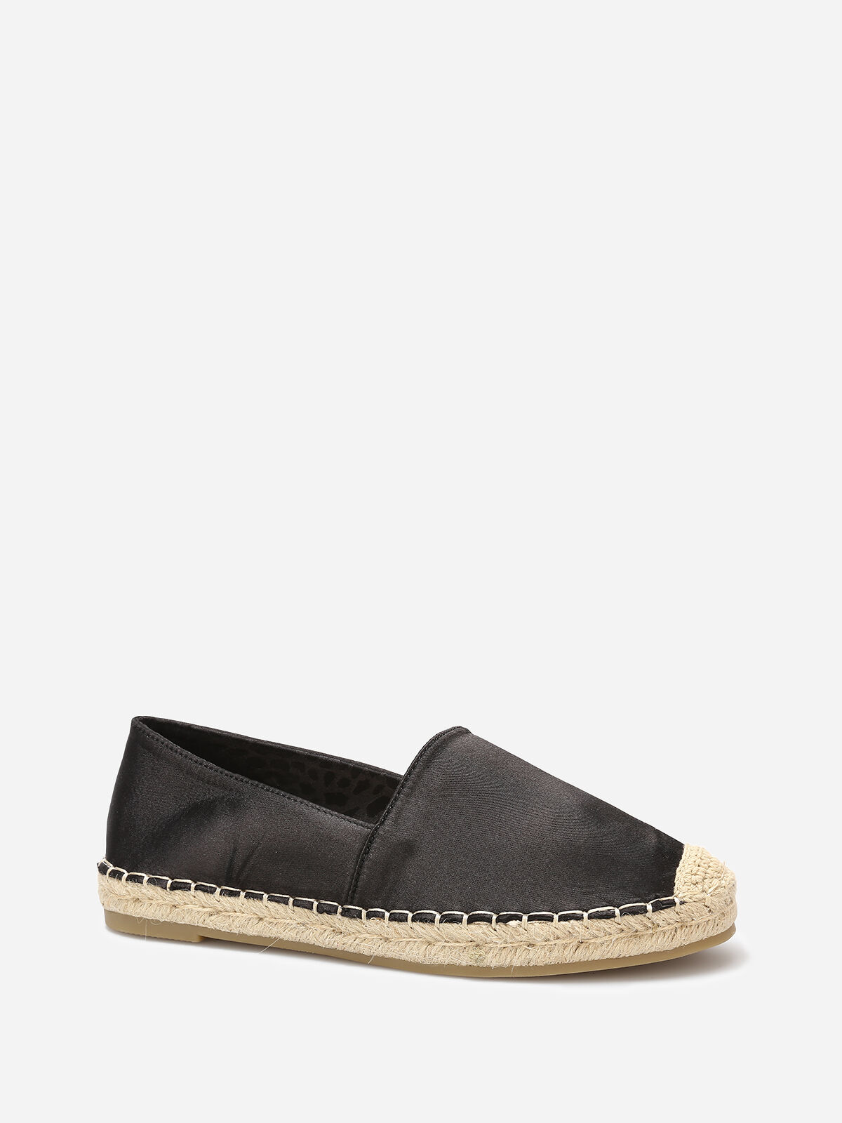 Espadrilles plates à effet satiné- Noir