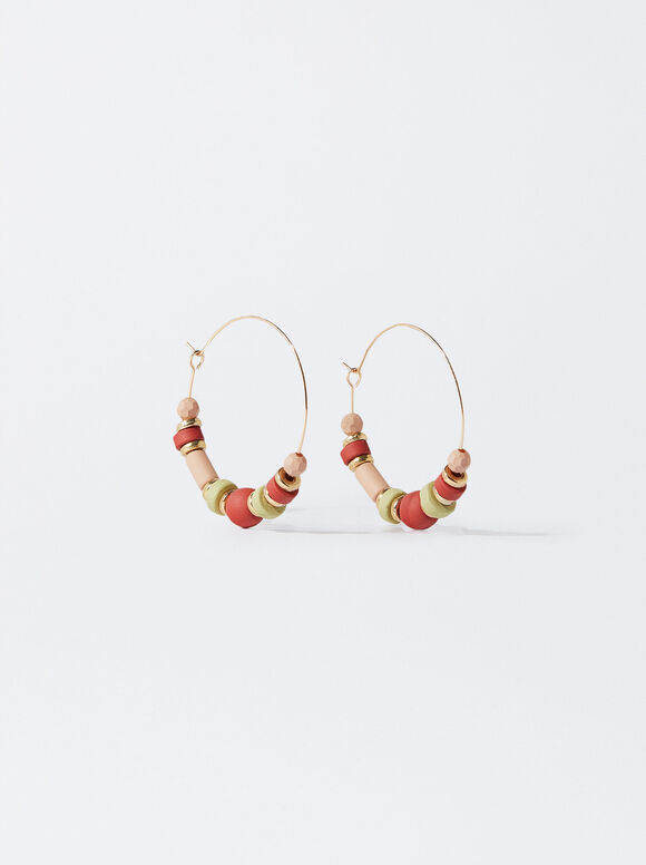 Brincos de argola com miçangas - Multicor