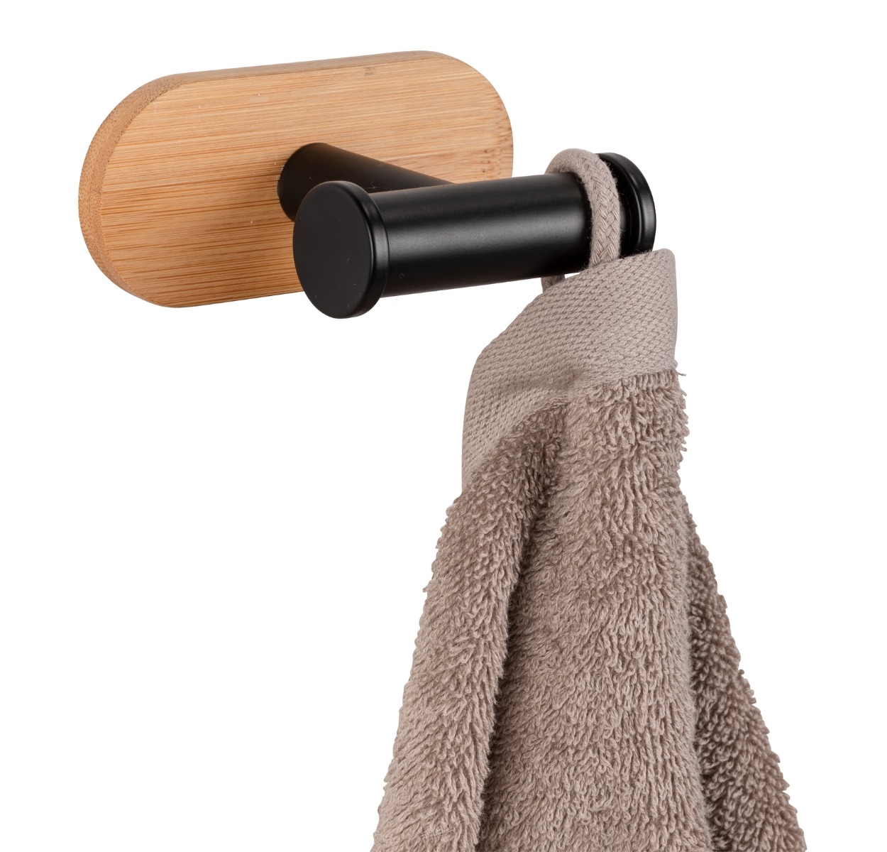 Wenko Orea Turbo-Loc Bamboo handdoekhaak dubbel zwart mat