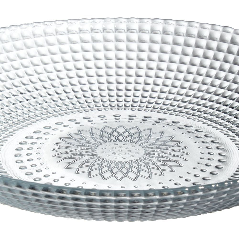 Assiette creuse ronde effet relief blanc transparent Ø21 cm