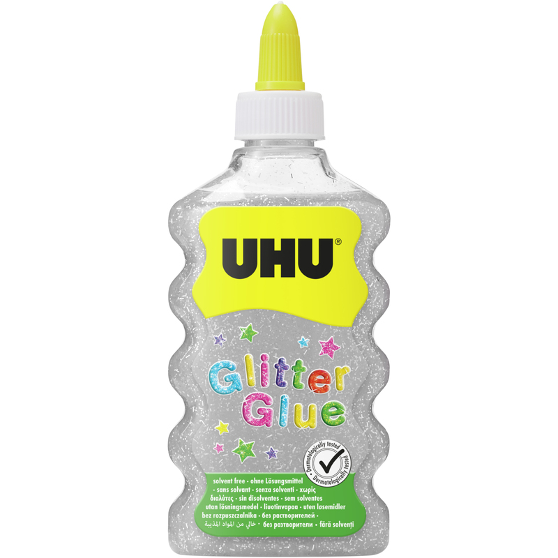 UHU Glitter Glue Maxi, 185 g, silber