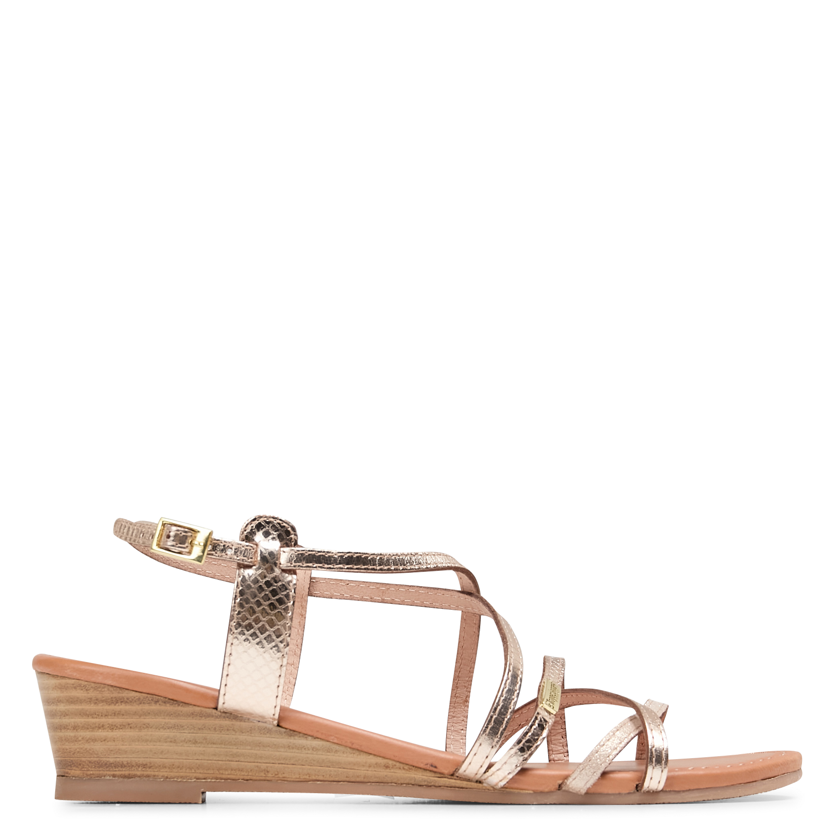 HARO - Sandales compensées en cuir| Doré