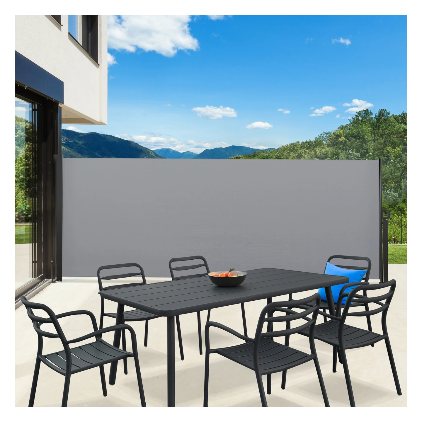 Paravent extérieur rétractable 180 x 400 CM gris clair store latéral