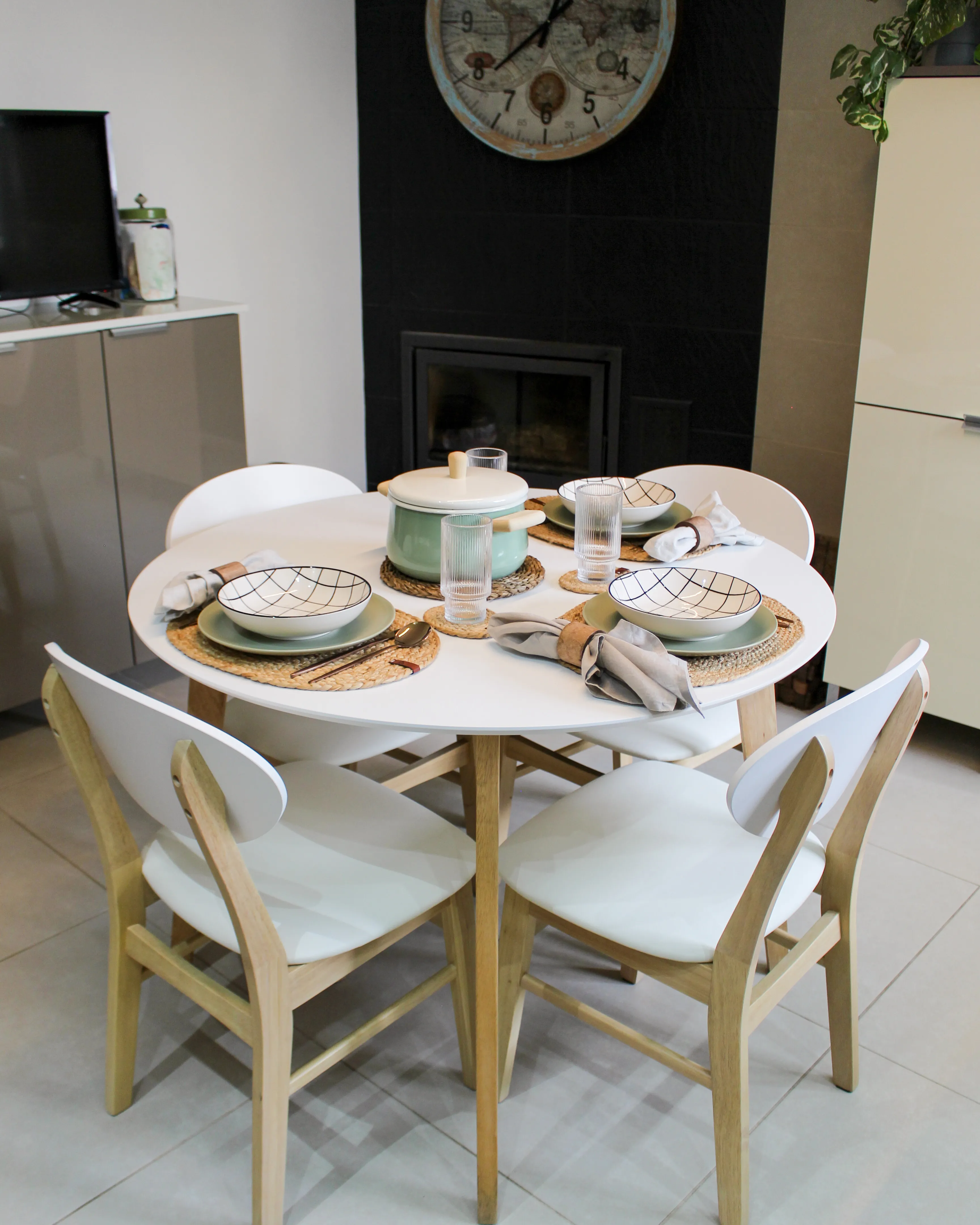 Set van 2 eetkamerstoelen AMERY Hout Gebroken wit/lichtbruin