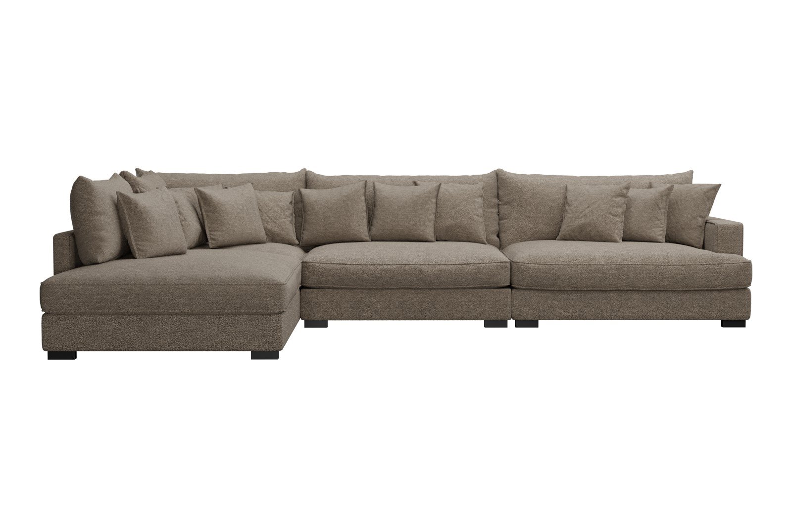 Rossi Lux 4-seter med åpen ende venstre Tekstil Beatto 1023 Grønn Grå, arm A med sorte ben. Lux Komfort.