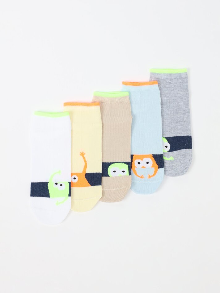 Pacote com 5 pares de meias com estampa de monstros - Sortidas