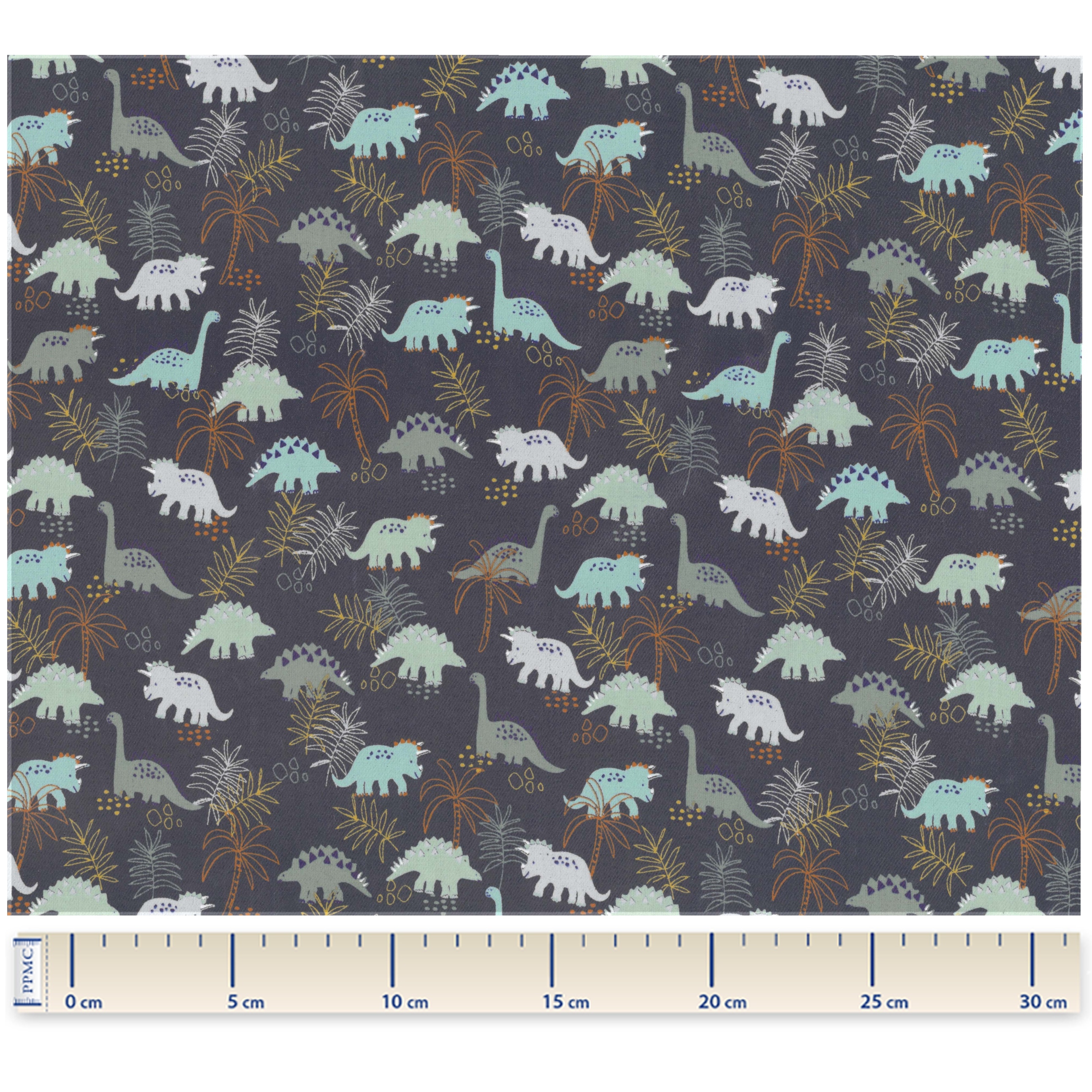 Coupon Tissu Enduit De 35Cm Jurassic Dino Marine