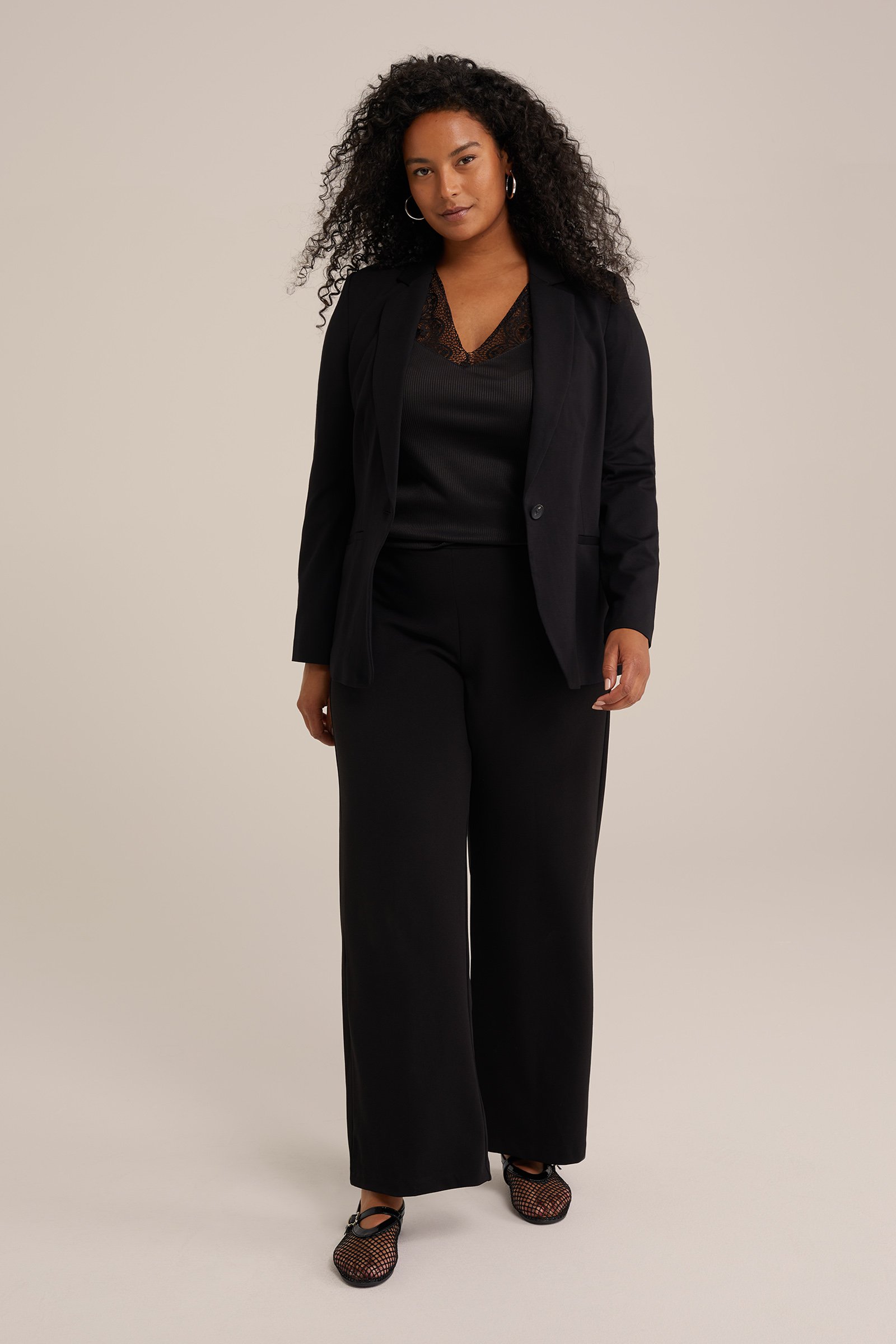 wide leg pantalon - Curve WE Fashion Zwart