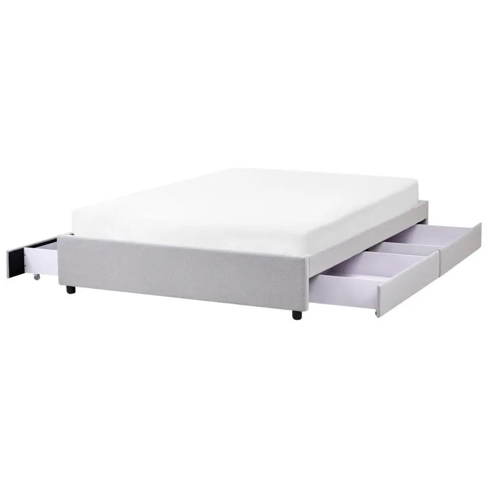 PRADES - Bed met opbergruimte - Lichtgrijs - 140 x 200 cm - Polyester