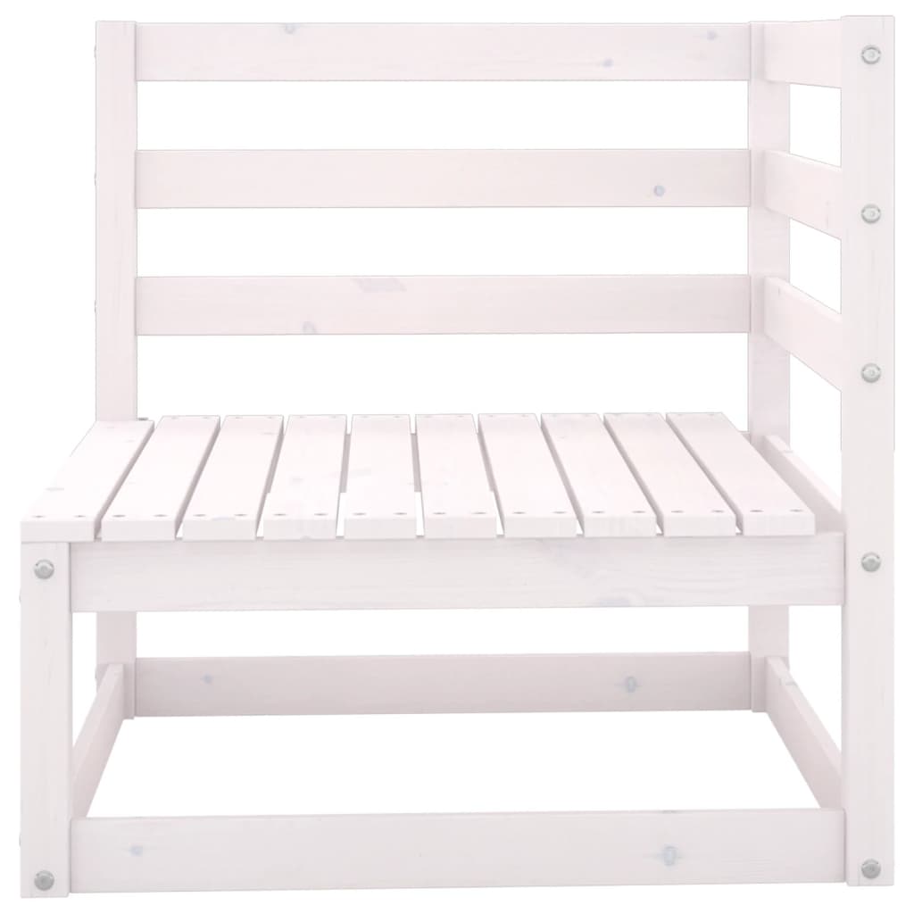Salon de jardin meuble d'extérieur ensemble de mobilier 7 pièces blanc bois de pin massif