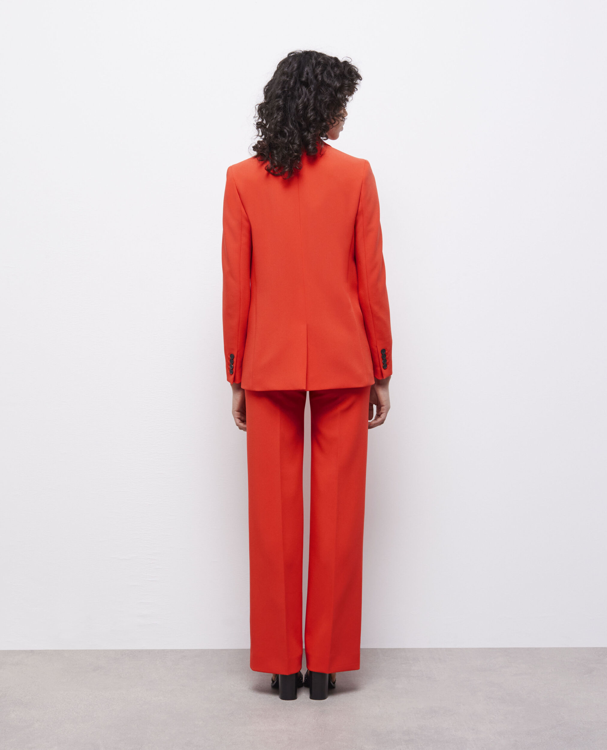 Veste tailleur orange en crêpe