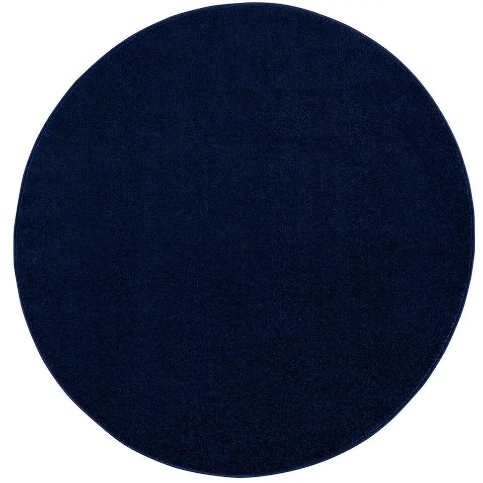 Uni Rond Effen Laagpolig Vloerkleed Modern Donker Blauw Navy - 240 CM ROND