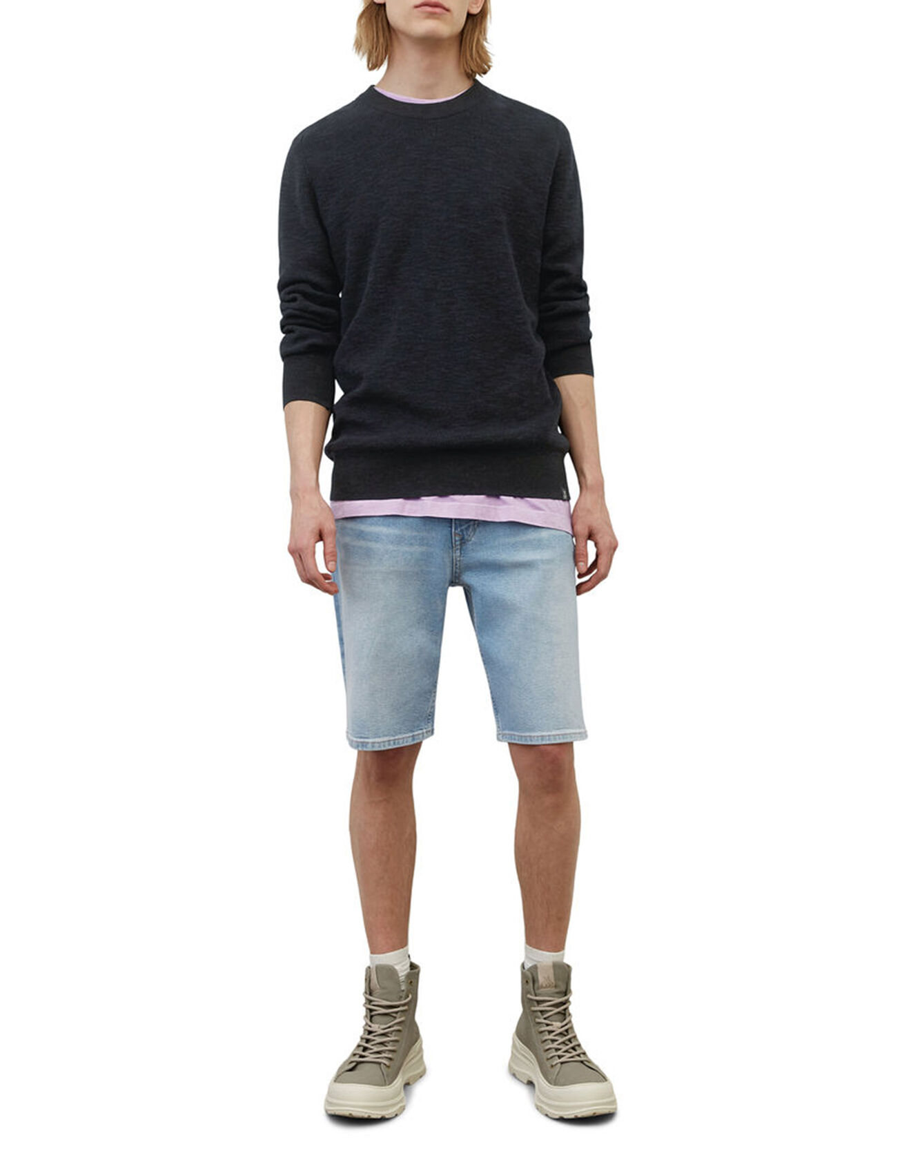 Marc O'Polo Pull en Coton & Lin bleu marine
