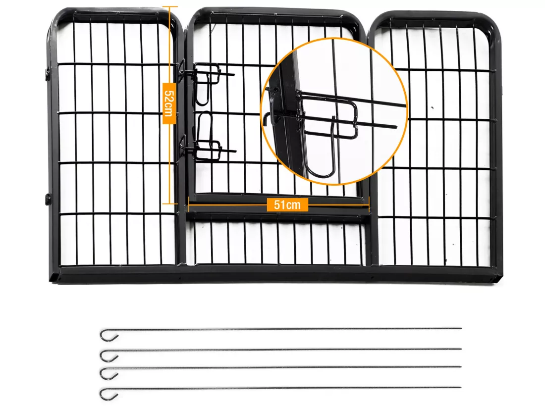 Luxe parc enclos acier 125L x 80l x 70H cm 4 panneaux et 1 porte pour chiens noir