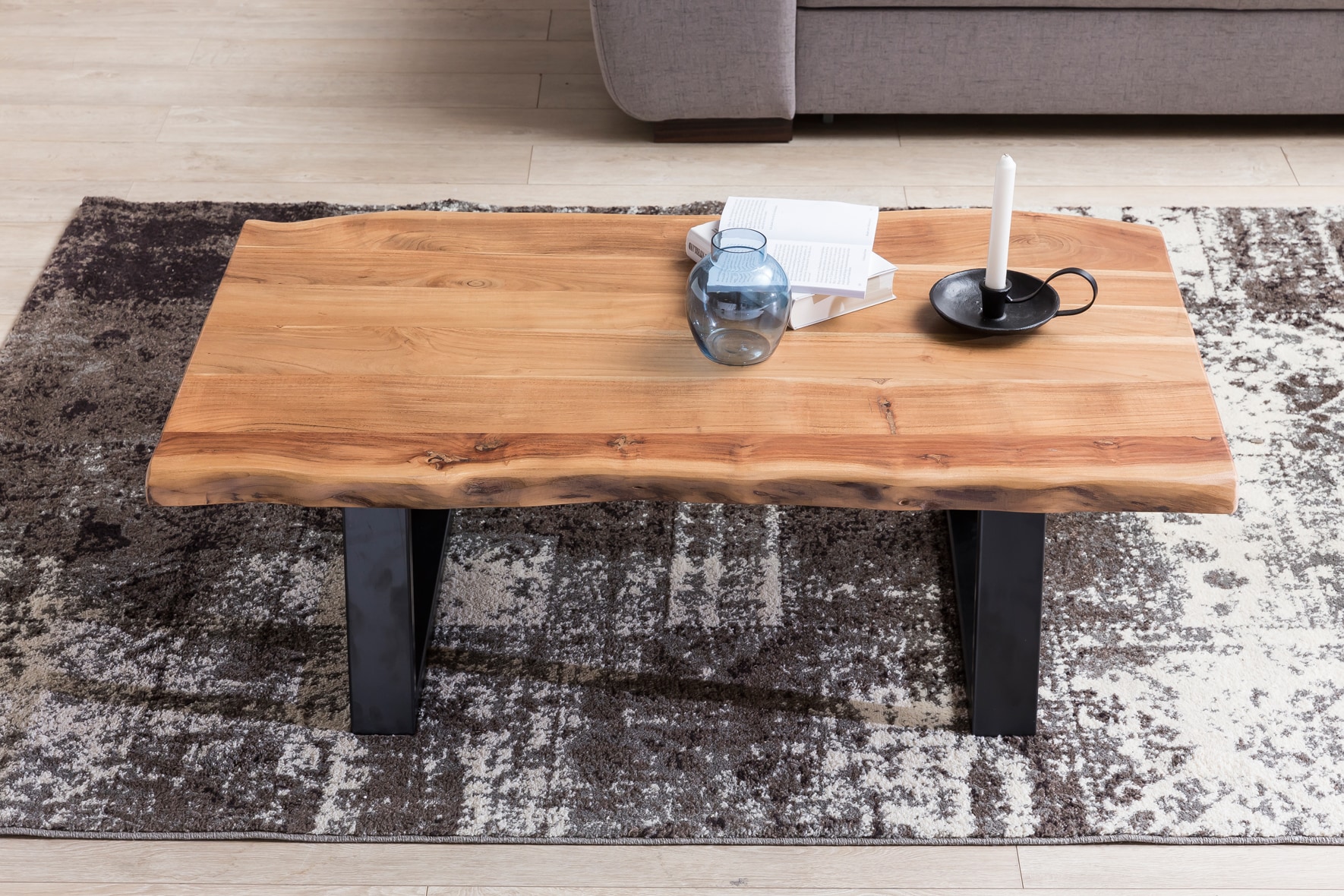 Couchtisch GAYA Massivholz Akazie 115 x 60 cm Baumstamm Wohnzimmertisch