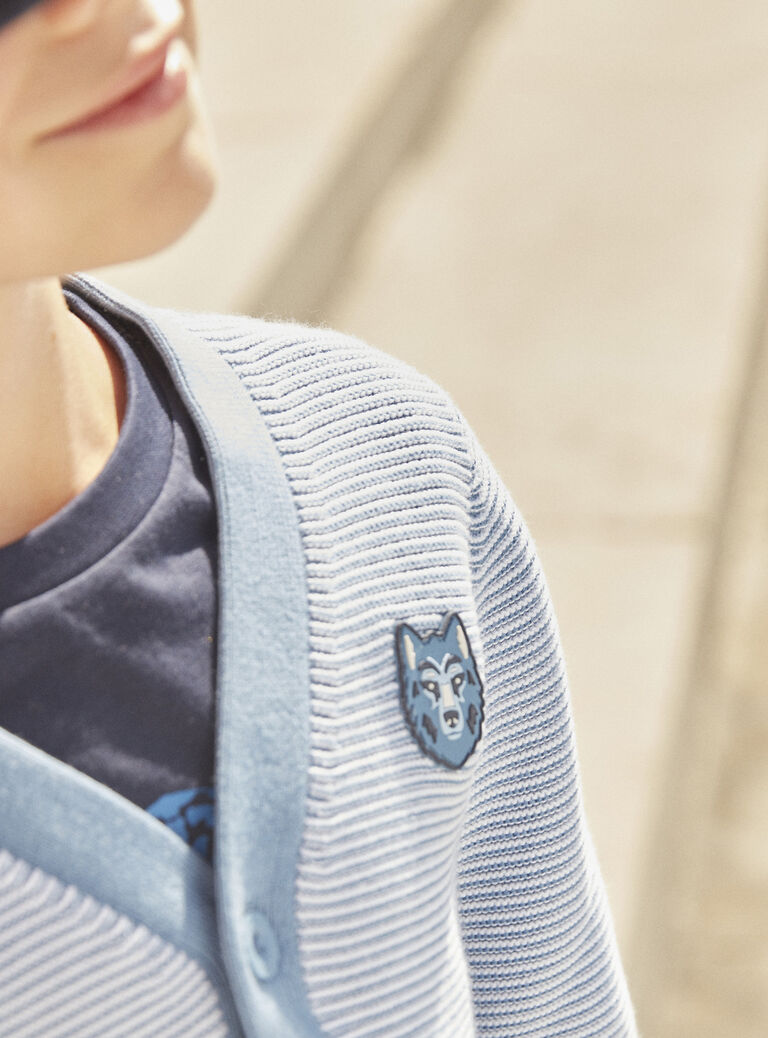 Gilet bleu à imprimé à rayures