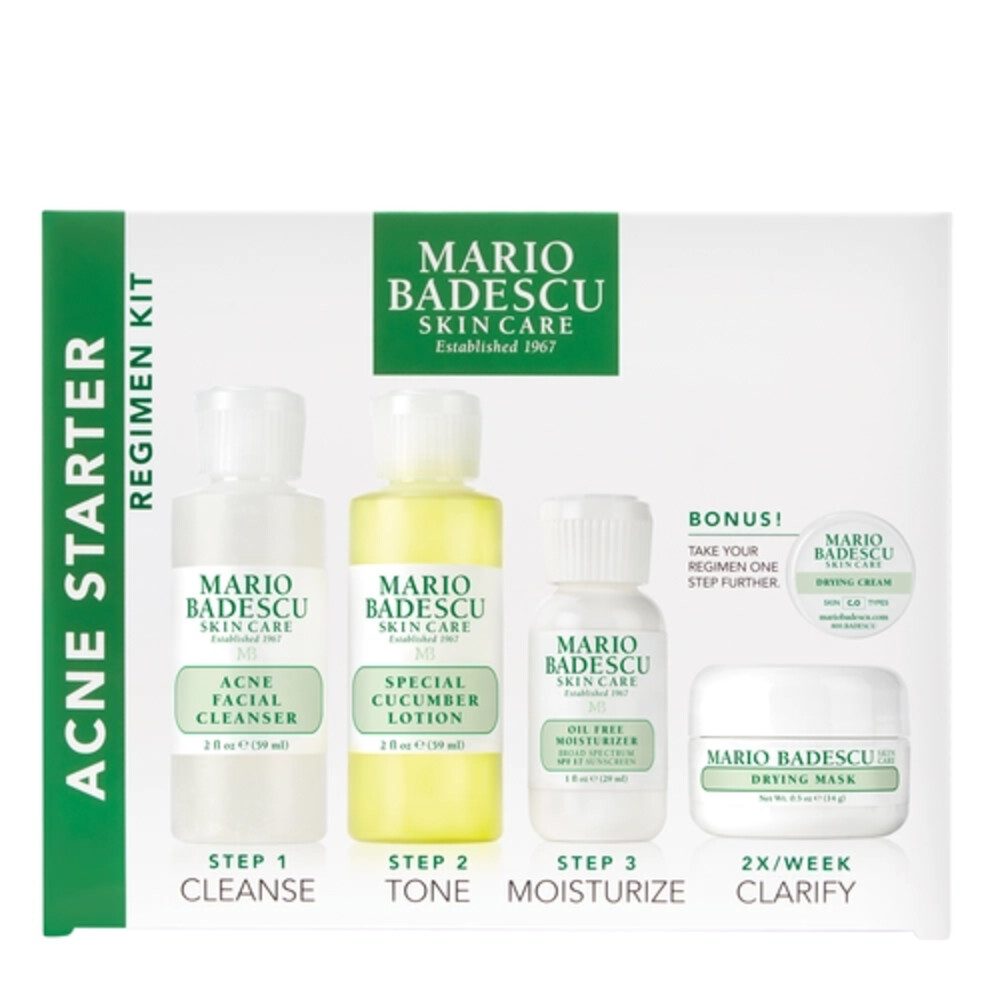 Mario Badescu Acne Starter Set Cleanser 59 ml + Lotion 59 ml + Moisturizer 29 ml + Masker 14 gr1 set