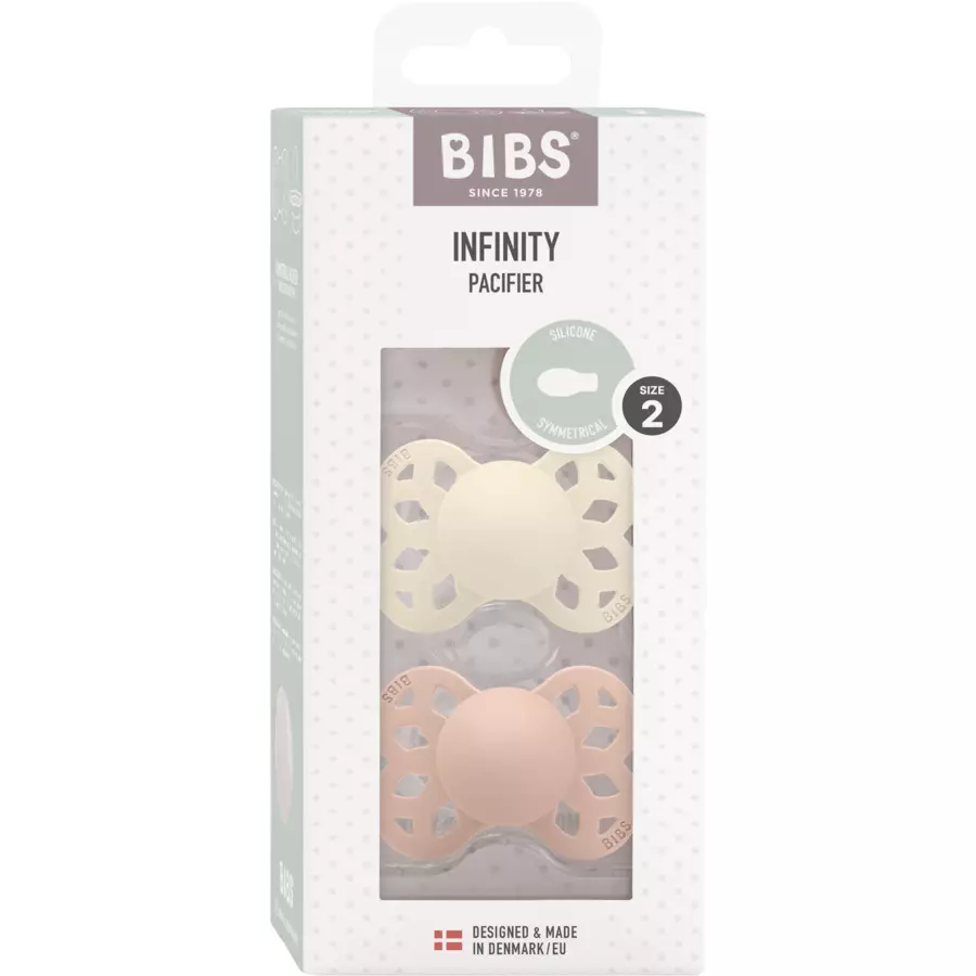 BIBS® Schnuller Infinity symmetrischer Sauger 6-18 Monate Ivory & Blush 2 Stk.