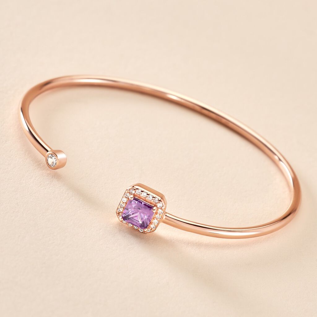 Bracelet Jonc Purple Mood Argent Rose Oxyde De Zirconium