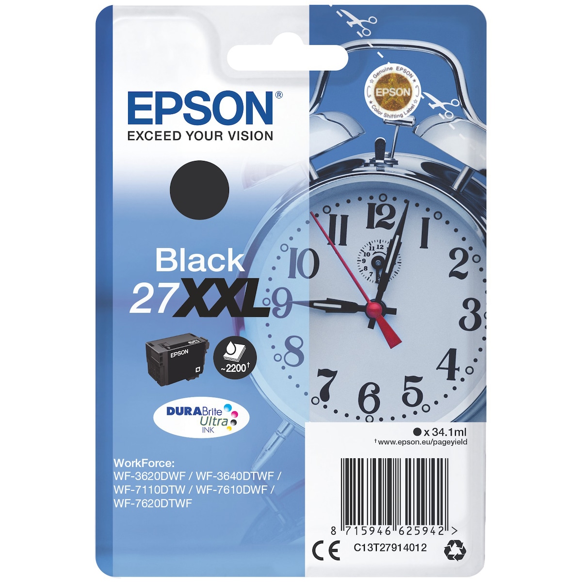 Epson blekkpatron DuraBrite Ultra 27XXL Sort