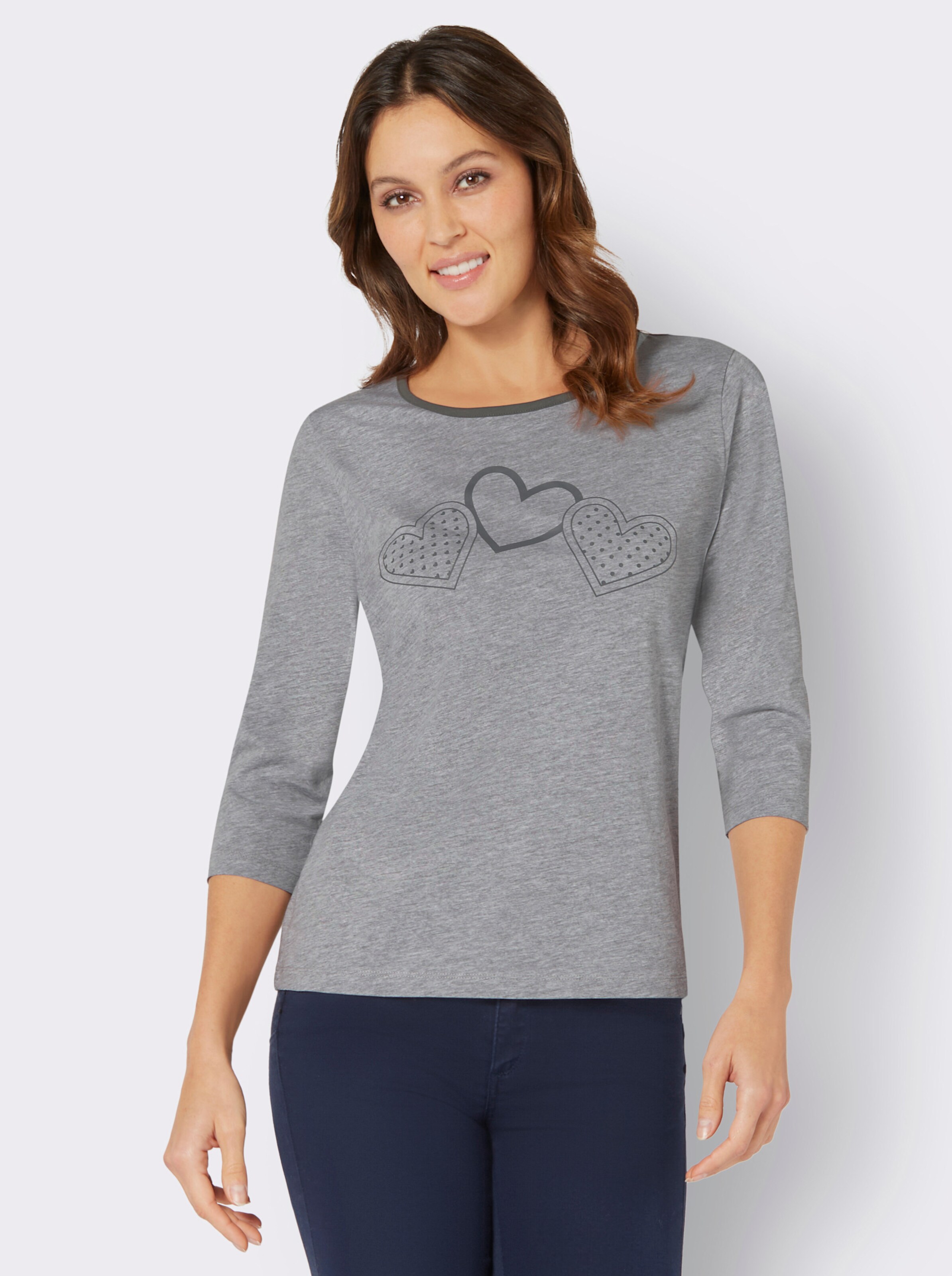 34-Arm-Shirt mit Herz-Motiv