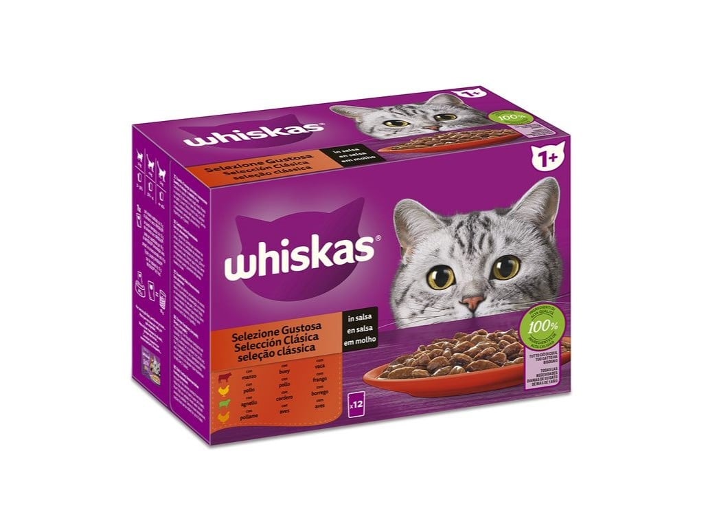 COMIDA HÚMIDA PARA GATO WHISKAS CARNE 12X85G
