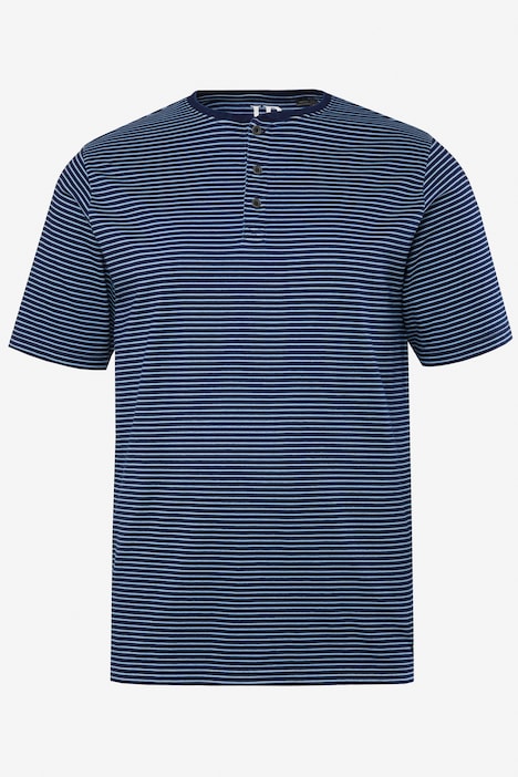 Henley, Halbarm, Ringel, Rundhals mit Knopfleiste, bis 8XL