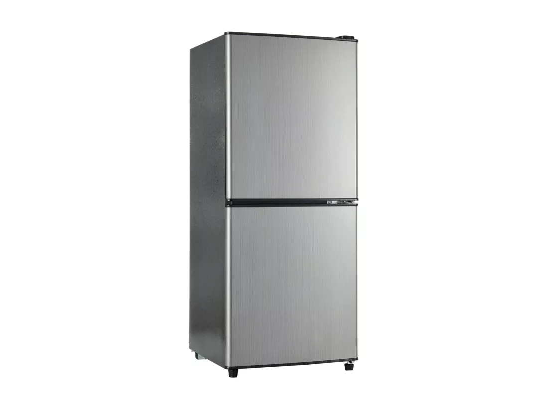 106L Réfrigérateur Argenté+noir, avec cloison en verre et pieds réglables, 7 température, -25~10 ℃, Classe d'efficacité énergétique E