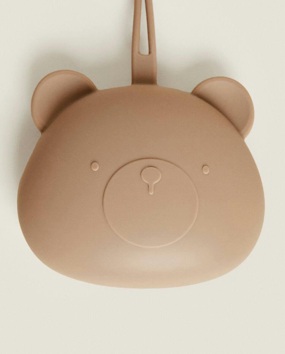 Estojo de silicone para guardar chupeta de urso