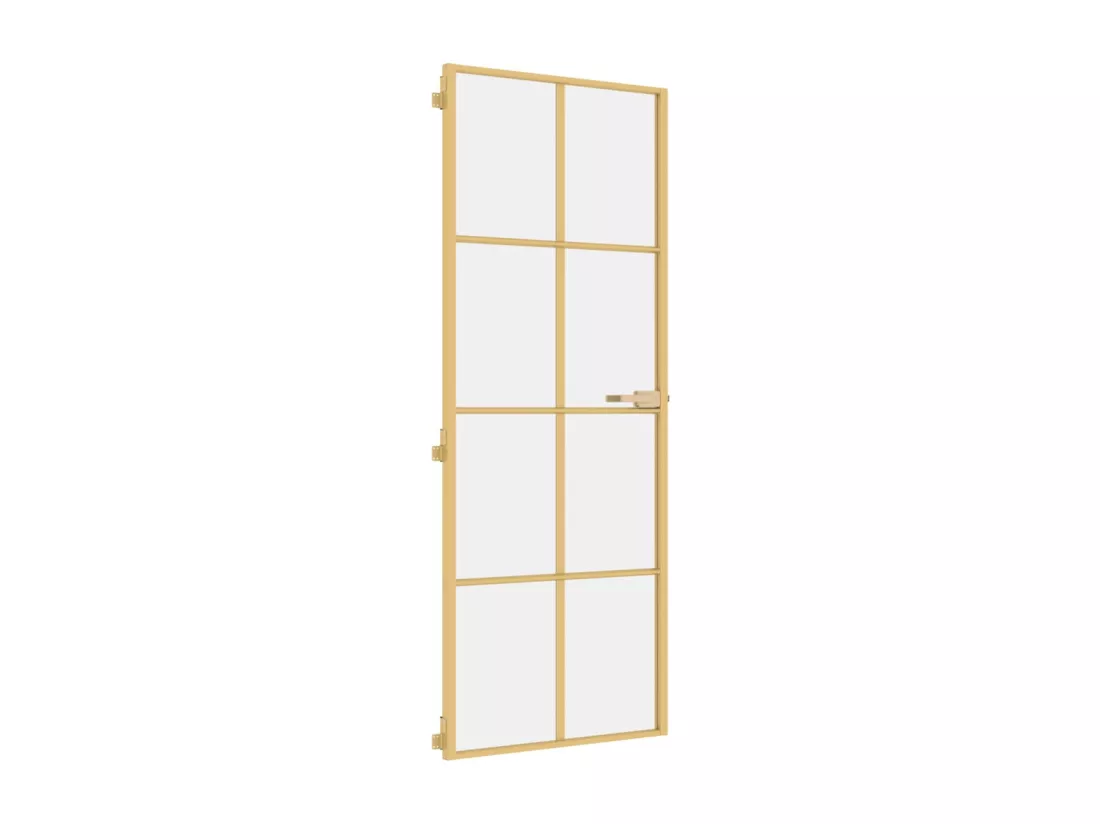 Porte intérieure mince doré 76x201,5 cm verre trempé aluminium