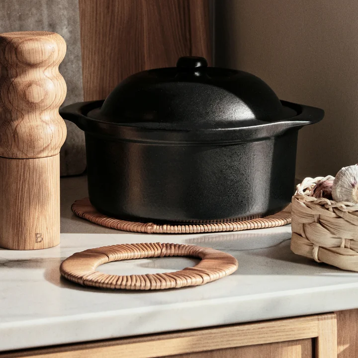 Broste Copenhagen - Tini Untersetzer, Rattan / Eisen (2er-Set)