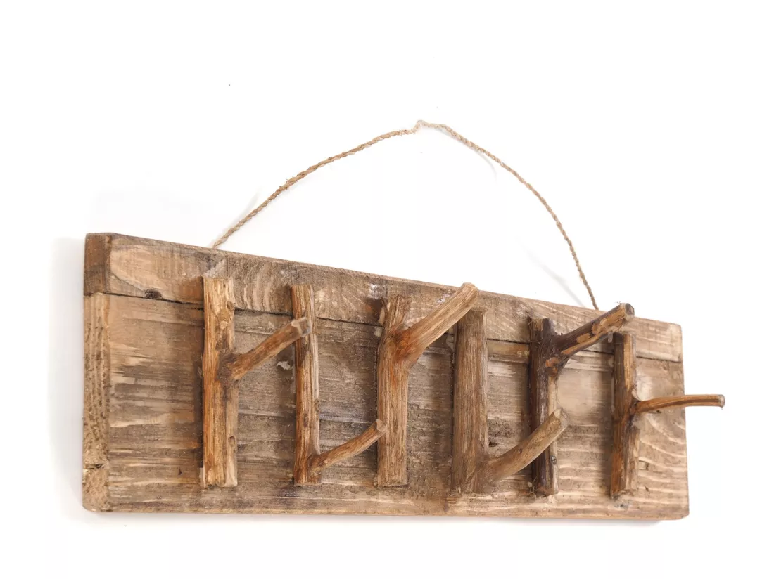 PORTE-MANTEAU MURAL SAMOA bois de recyclage couleurs naturelles