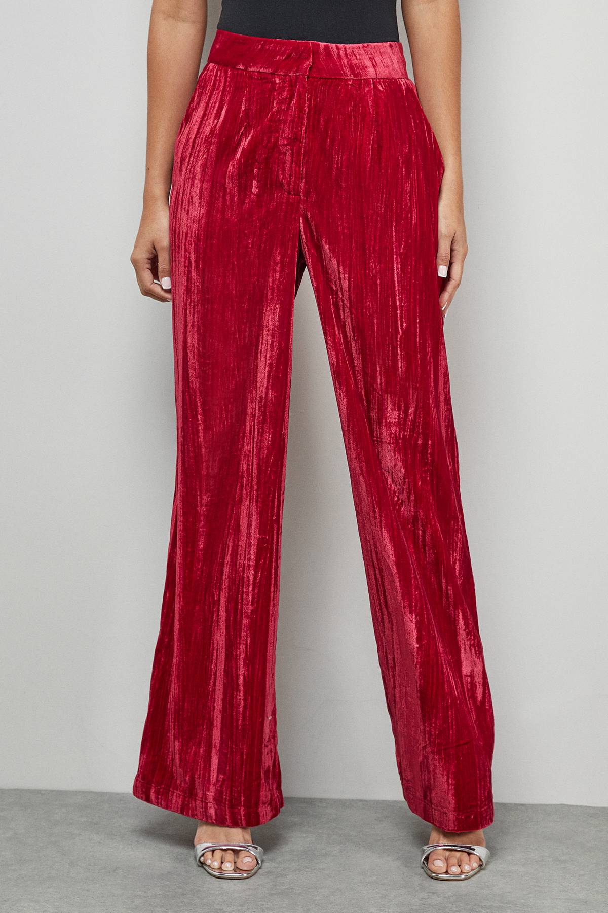 Warehouse Ensemble Pantalon Large en Velours Froissé