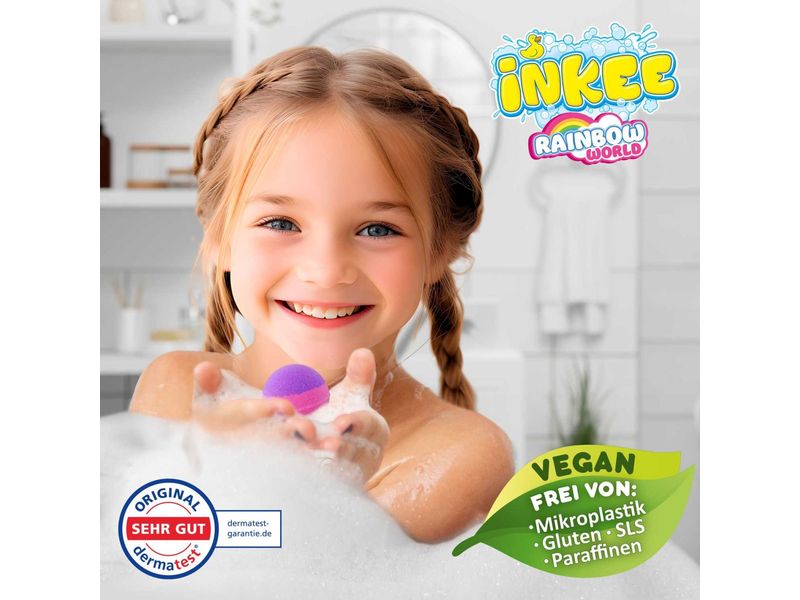 Craze Badekugel Inkee Rainbow World 3 Stück Überraschungs-Badebomben für farbenfrohe Schaumbäder