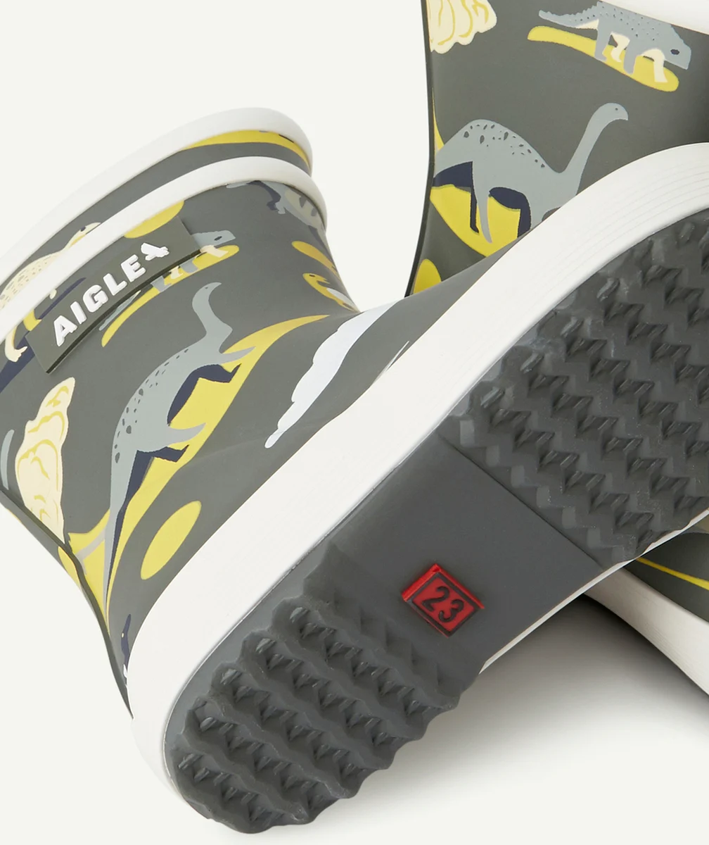 AIGLEBOTTES BABYFLAC PREMIERS PAS EN CAOUTCHOUC KAKI IMPRIMÉ DINO