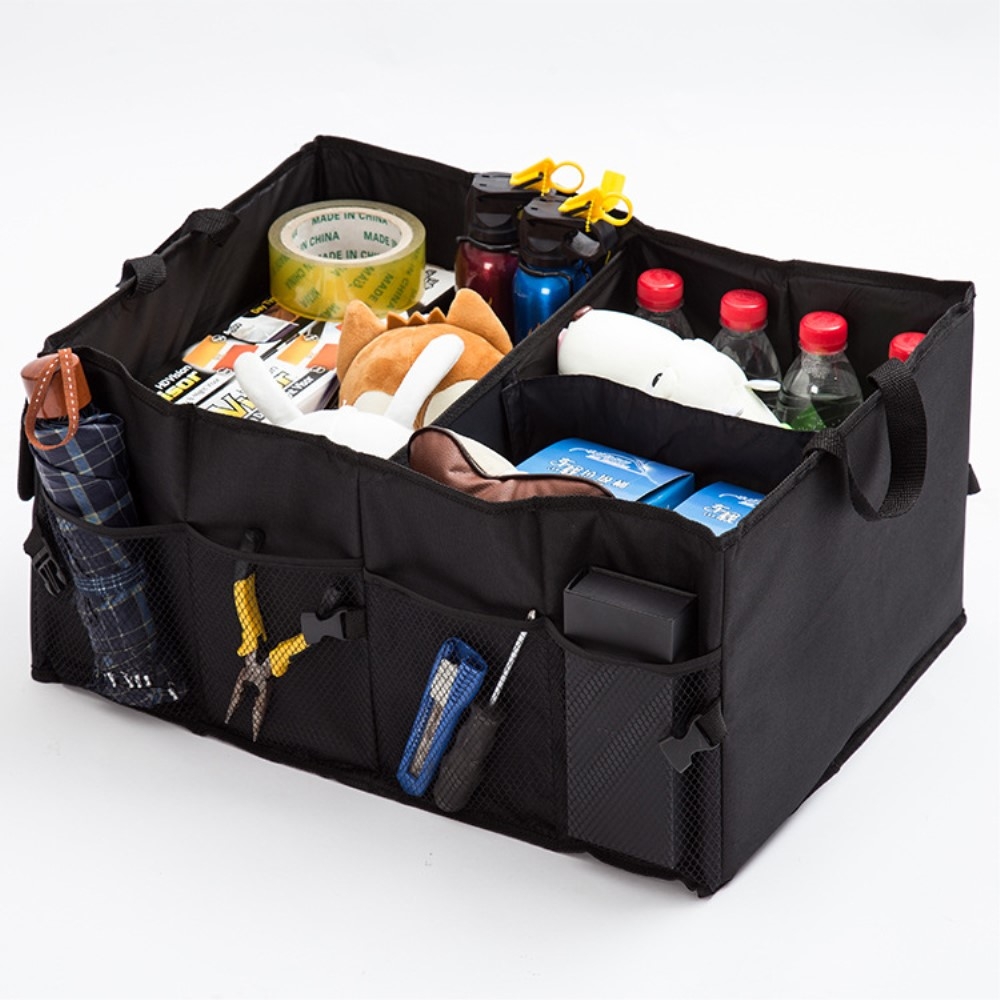 (56x40cm) Auto Kofferraumbox Organizer Tasche mit Tragegriffe - Schwarz