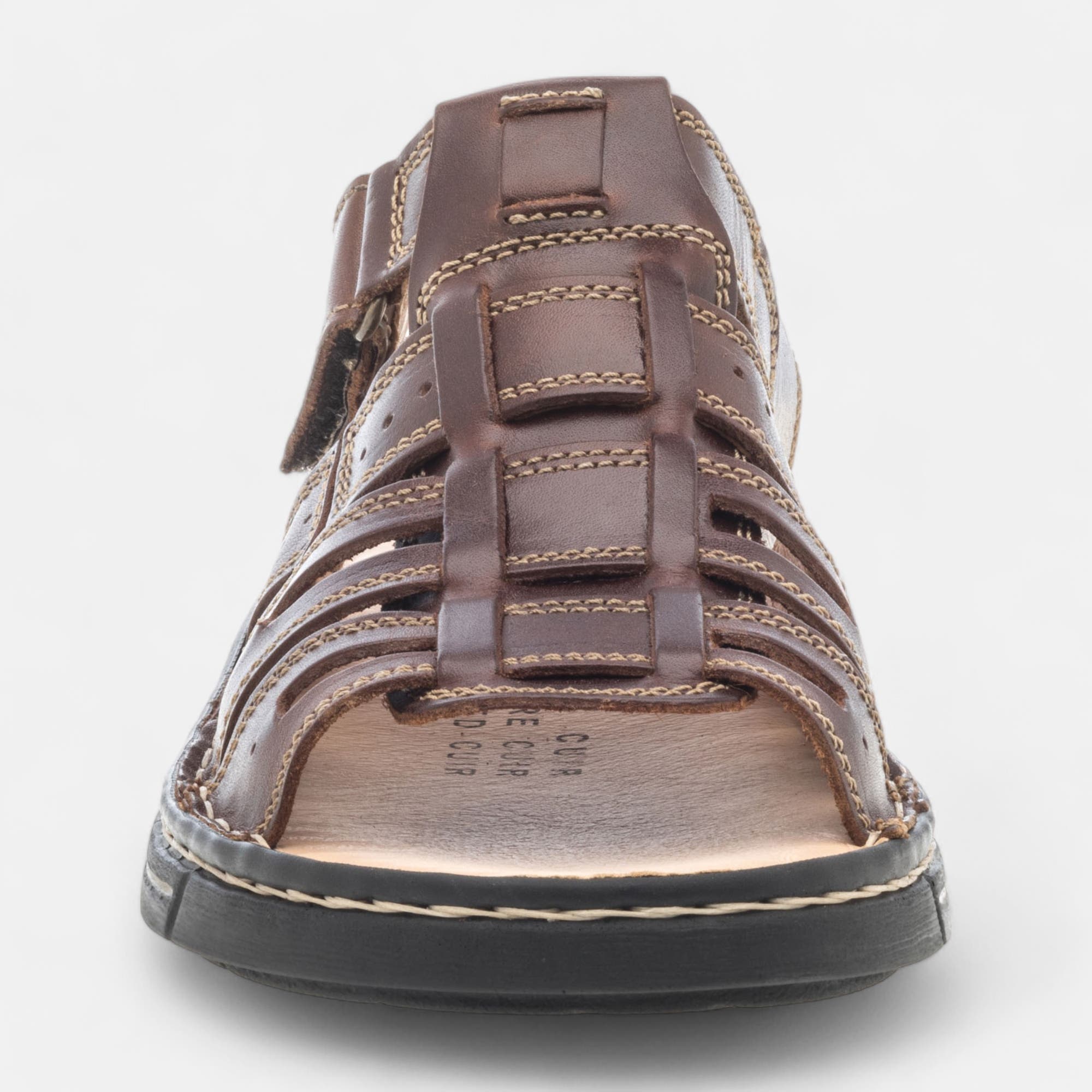 Nu-pieds confort Homme en cuir marron